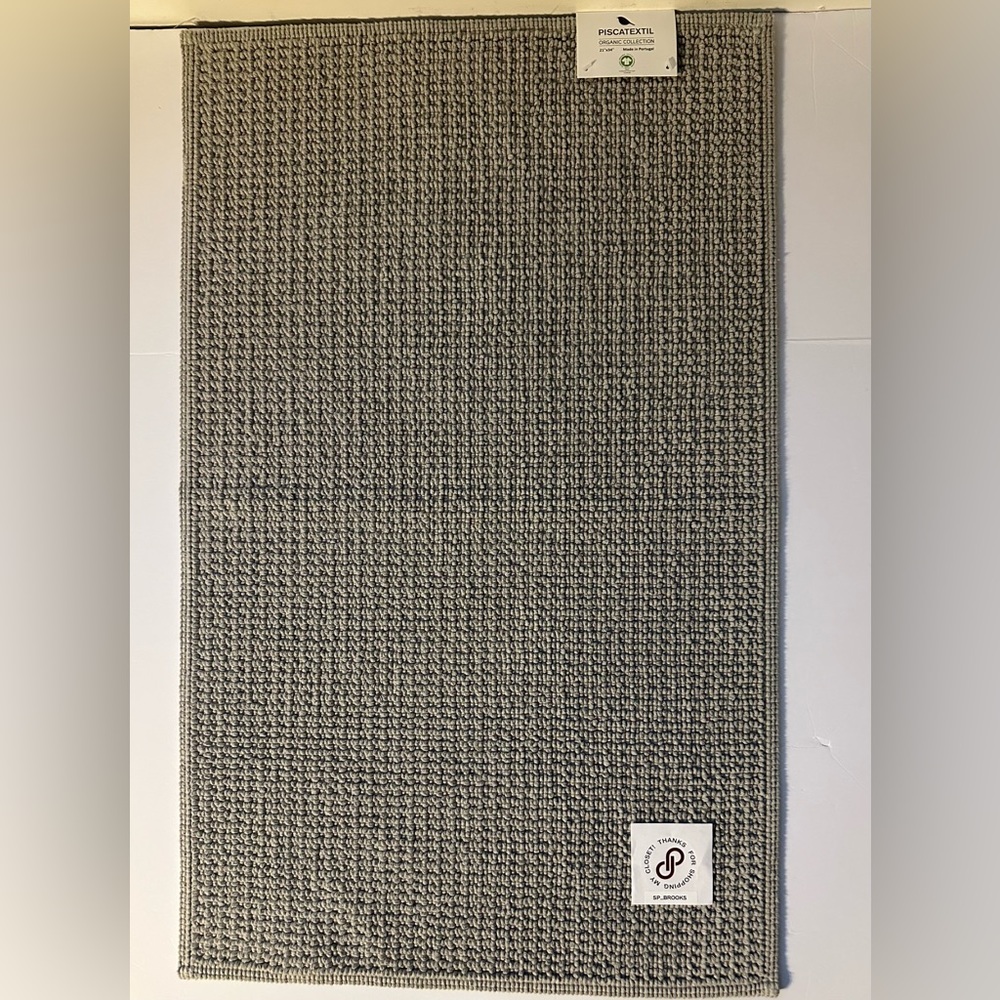 🎁Piscatextil Organic Cotton Collection Bath Mat - 21” x 34” - Gray